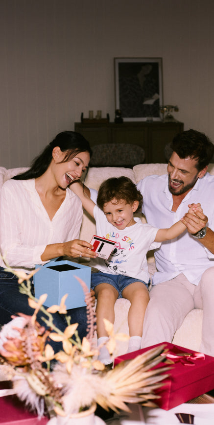 the morning whole family laughed together.